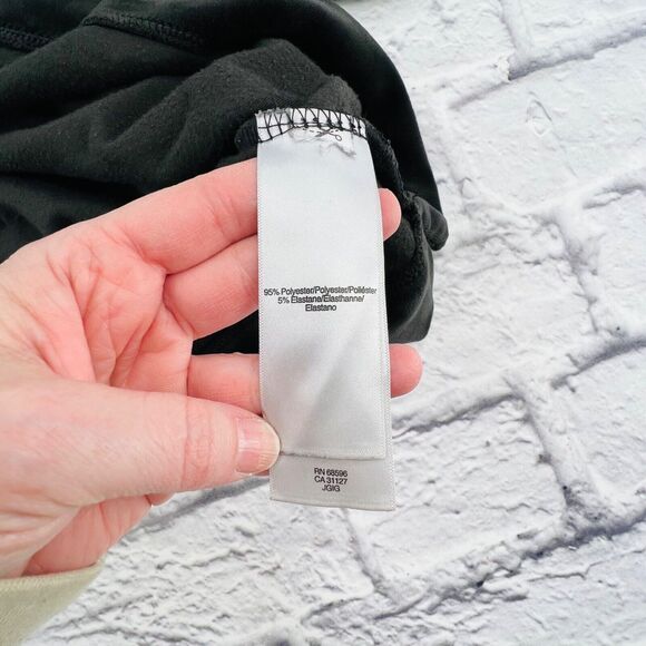 DKNY Sport Top Small Black Velvet Crewneck Cropped Pullover 3/4 Wide Sleeve - Picture 5 of 9